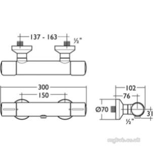 Ideal Standard Brassware -  Ideal Standard Melange A4336 Exp Therm Shower Mixer Cp