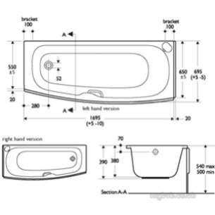 Ideal Standard Acrylic Baths -  Ideal Standard Spacemaker E6190 1700mm Front Panel Wh