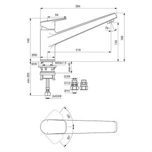 Ideal Standard Brassware -  Ideal Standard Ceraplan Sng Lvr L/cast Spout Kitch Mxr Bd324aa