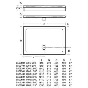 Trevi Showerworld Shower Trays -  Ideal Standard L509401 1200x800 Tray Ft And Waste