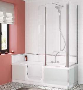 Saniflo Shower Cubicles -  Kineduo 1800x800 Walkin Shower Bath Inc Headrest Rh