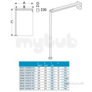 Armitage Shanks Commercial Sanitaryware -  Armitage Shanks S9239 550mm Legs And 405mm Bearers Ss