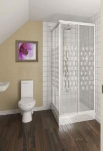 Aqualux Aqua Ranges -  Polished Silver Aqua 4 Clear Glass Telescopic Corner Entry Shower Door 1850mmx800mm