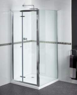 Aqualux Shine Products -  Fen0900aqu Polished Silver Shine Clear Glass Bi-fold Shower Door 1850x900mm