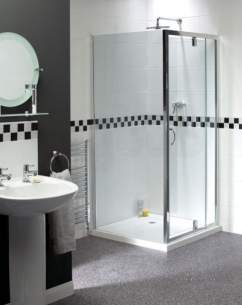 Aqualux Shine Products -  Fen0894aqu Polished Silver Shine Clear Glass Telescopic Pivot Door 1850x900mm