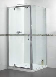 Aqualux Shine Products -  Fen0895aqu Polished Silver Shine Clear Glass Pivot Shower Door 1850x760mm