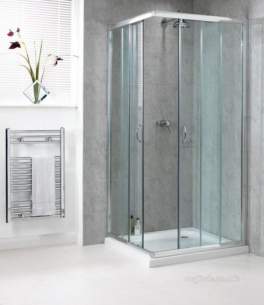 Aqualux Shine Products -  Polished Silver Shine Clear Glass Corner Entry Shower Enclosure 1850mmx800mm