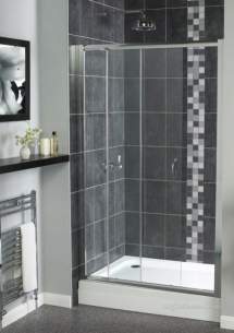 Aqualux Shine Products -  Fen0901aqu Polished Silver Shine Clear Glass Sliding Shower Door 1850x1000mm