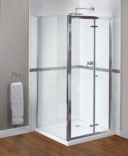 Aqualux Shine Products -  Fen1001aqu Polished Silver Shine Xtra Clear Glass Bi-fold Shower Door 1850mmx900mm