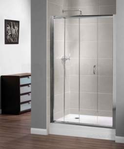 Aqualux Shine Products -  Polished Silver Shine Xtra Clear Glass Sliding Shower Door 1850mmx1100mm