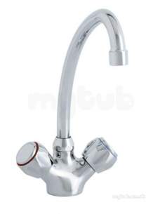 Astracast Brassware -  Astracast Tp0439 Chrome Focus Double Handle Kitchen Sink Mixer Tap With Swivel Spout