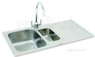 Carron Trade Sinks -  Pacifica Reversible Kitchen Sink With Spacious 1.5 Bowl And Drainer