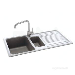 Carron Retail Sinks -  Polar White Summit Reversible 1.5 Bowl Kitchen Sink And Drainer