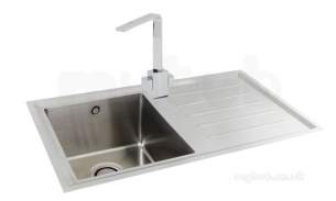 Carron Trade Sinks -  Carron Phoenix 101.0158.011 Ss Vela Single Bowl Kitchen Sink With Left Hand Drainer