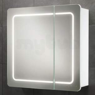 Hib Lighting Cabinets and Mirrors -  Hib 9102200 White Alabama Split Door Bathroom Cabinet Back-lit Illumination