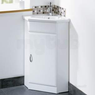 Flabeg Cabinets And Mirrors -  Hib Mmwte40 White Denia En Suite Corner Drop-in Wash Basin One Tap Hole