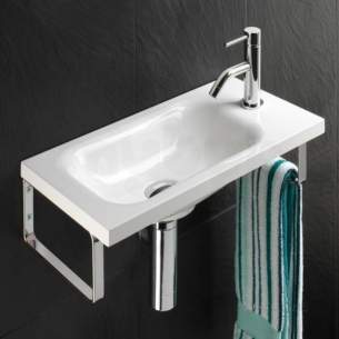 Hib Lighting Cabinets and Mirrors -  Hib 8870 White Solo Swirl Wall Mounted Cloakroom Wash Basin One Tap Hole