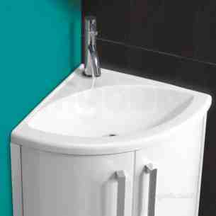 Hib Lighting Cabinets and Mirrors -  Hib 8880 White Solo Wave Corner Wall Mounted Wash Basin One Tap Hole