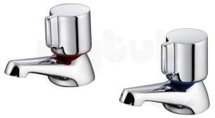 Ideal Standard Brassware -  Ideal Standard B9676aa Chrome Alto Knob Handle Basin Pillar Tap Pair 75mm Spout Reach