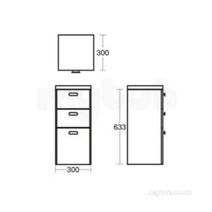 Ideal Standard Concept Furniture -  Ideal Standard E6492wg White Gloss Concept Vanity Unit 633 X300mm 3 Drawers