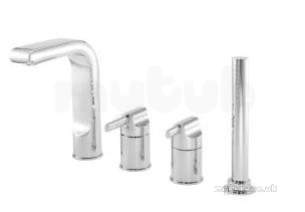 Pegler Luxury Bathroom Brassware -  Pegler Yorkshire 4p2005 Chrome Panacea Four Tap Hole Bath Shower Mixer With Handset