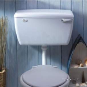 Thomas Dudley Cisterns -  White Tri-shell Low Level Cistern With Bottom Supply Outlet In White