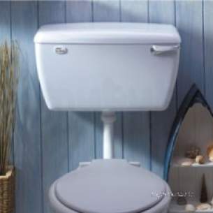 White Tri-shell High Level Cistern With Side Supply Outlet In White