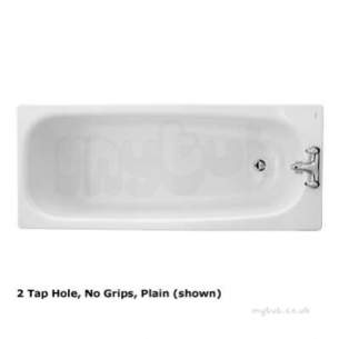 Twyfords Pressed Steel Baths -  Neptune Bath 1500x700 2 Tap Plain No Grips Ne9402wh