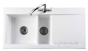 Rangemaster Sinks -  Nevada Cnv2lwh Ceramic 1.5b Lhd Sink Wh