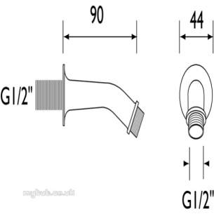 Gummers Commercial Showers -  Sirrus Sa90 1/2 Inch Conc Bsp Shower Arm Cp