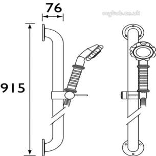 Gummers Commercial Showers -  Sirrus Expo Grab Bar Kit And Care H/set Ss