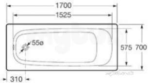 Roca Contesa Deluxe 1700 X 700mm Two Tap Holes Bath White