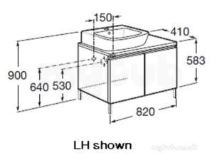 Roca Furniture and Vanity Basins -  Roca H And H 820 X 410 Base Unit Double Draw Left Hand W/nut