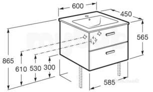 Roca Furniture and Vanity Basins -  Roca Victoria Unik 600 X 450 Basin Plus Unit Wenge