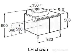 Roca Furniture and Vanity Basins -  Roca H And H 820 X 510 Base Unit Double Draw Left Hand G/gry