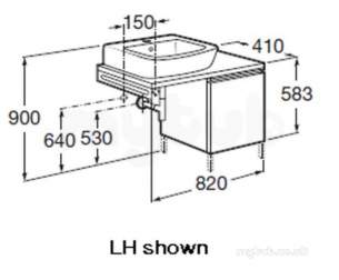 Roca Furniture and Vanity Basins -  Roca H And H 820 X 410 Base Unit Single Draw Right Hand G/bge