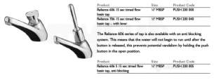 Rwc Water Mixing Products -  Timeflow 605 Basin Tap Hot/cold Push 200 000