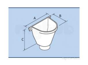 Alumasc Rainwater Products -  Plain 3 Inch Rw Head Flat Back Rw2/86