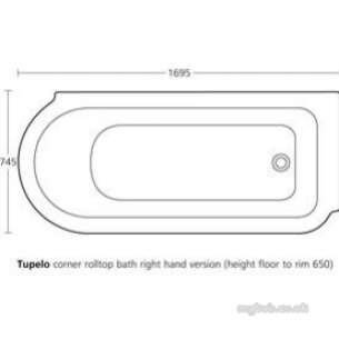 Ideal Standard Sottini Baths and Panels -  Ideal Standard Tupelo E5641 170 X 750mm Right Hand Corner Bath Wh