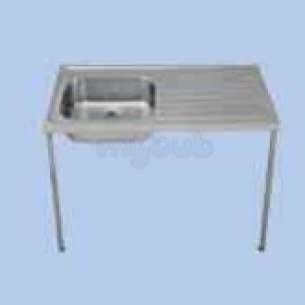 Twyfords Commercial Sanitaryware -  Vecta Ss4050 Single Sink And Right Hand Single Drn Ss Ss4050ss