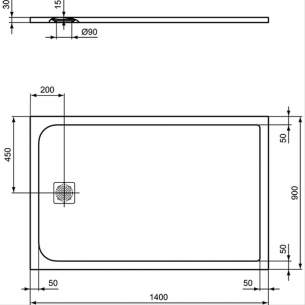 Ideal Standard Connect Air -  Ideal Standard Ultraflt S S/tray 140x90 Pure Wh Rect K8256fr