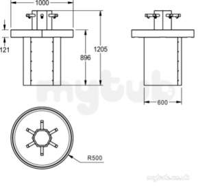 Sissons Stainless Steel Products -  Round Washtrough 6 Person Non Con Taps