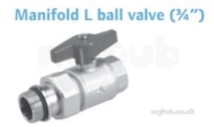 Uponor Underfloor Heating -  Uponor Manifold L Ball Valve 3/4 Inch Mt/ft